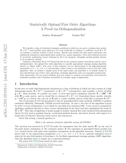 Statistically Optimal First Order Algorithms: A Proof via
  Orthogonalization