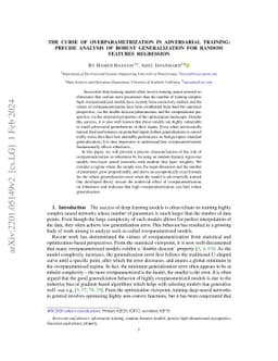 The curse of overparametrization in adversarial training: Precise
  analysis of robust generalization for random features regression