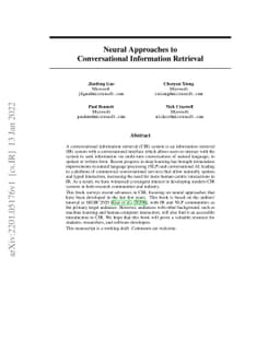 Neural Approaches to Conversational Information Retrieval