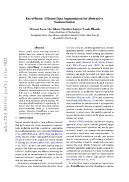 ExtraPhrase: Efficient Data Augmentation for Abstractive Summarization