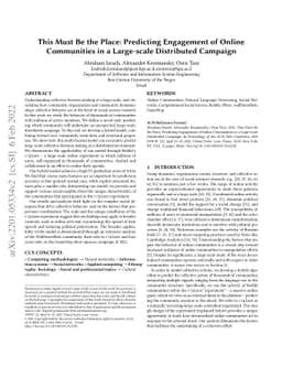 This Must Be the Place: Predicting Engagement of Online Communities in a
  Large-scale Distributed Campaign