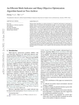 An Efficient Multi-Indicator and Many-Objective Optimization Algorithm
  based on Two-Archive