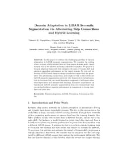 Domain Adaptation in LiDAR Semantic Segmentation via Alternating Skip
  Connections and Hybrid Learning