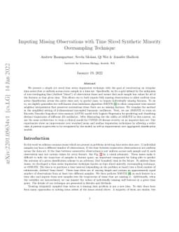 Imputing Missing Observations with Time Sliced Synthetic Minority
  Oversampling Technique
