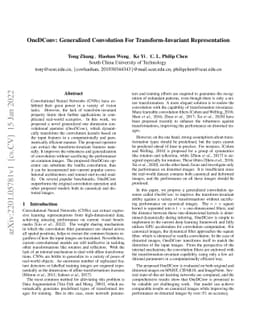 OneDConv: Generalized Convolution For Transform-Invariant Representation