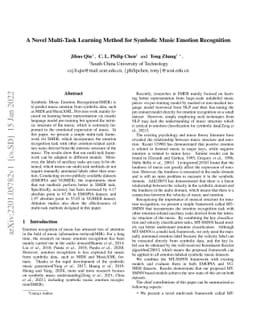 A Novel Multi-Task Learning Method for Symbolic Music Emotion
  Recognition