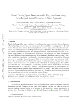 Smart Parking Space Detection under Hazy conditions using Convolutional
  Neural Networks: A Novel Approach
