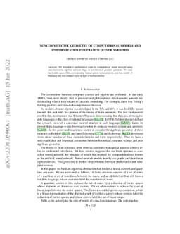 Noncommutative Geometry of Computational Models and Uniformization for
  Framed Quiver Varieties
