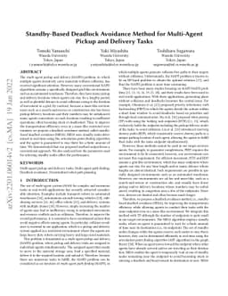 Standby-Based Deadlock Avoidance Method for Multi-Agent Pickup and
  Delivery Tasks