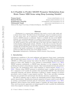 Is it Possible to Predict MGMT Promoter Methylation from Brain Tumor MRI
  Scans using Deep Learning Models?