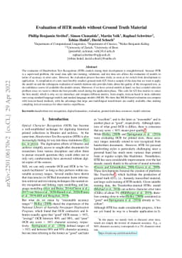 Evaluation of HTR models without Ground Truth Material