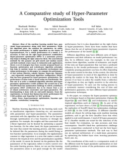 A Comparative study of Hyper-Parameter Optimization Tools