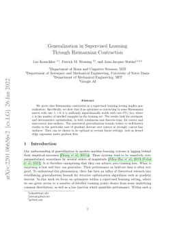 Generalization in Supervised Learning Through Riemannian Contraction