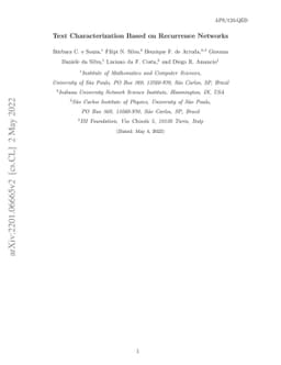 Text characterization based on recurrence networks