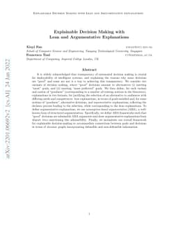 Explainable Decision Making with Lean and Argumentative Explanations