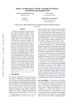 Tutela: An Open-Source Tool for Assessing User-Privacy on Ethereum and
  Tornado Cash