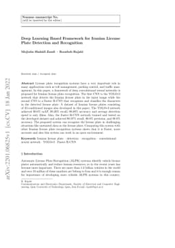 Deep Learning Based Framework for Iranian License Plate Detection and
  Recognition