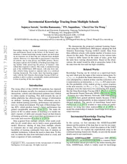Incremental Knowledge Tracing from Multiple Schools