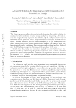 A Scalable Solution for Running Ensemble Simulations for Photovoltaic
  Energy