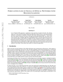 Forecasting Loss of Signal in Optical Networks with Machine Learning