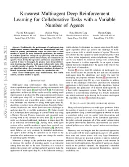 K-nearest Multi-agent Deep Reinforcement Learning for Collaborative
  Tasks with a Variable Number of Agents