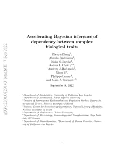 Accelerating Bayesian inference of dependency between complex biological
  traits