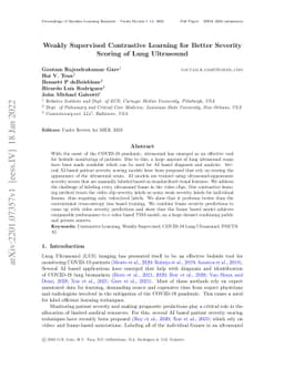 Weakly Supervised Contrastive Learning for Better Severity Scoring of
  Lung Ultrasound
