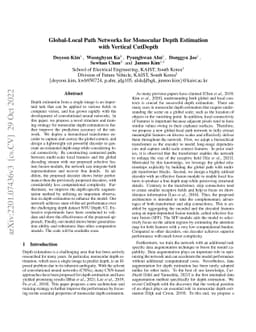 Global-Local Path Networks for Monocular Depth Estimation with Vertical
  CutDepth