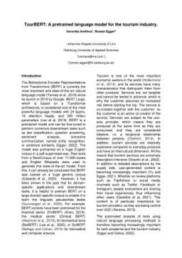 TourBERT: A pretrained language model for the tourism industry