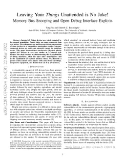 Leaving Your Things Unattended is No Joke! Memory Bus Snooping and Open
  Debug Interface Exploits