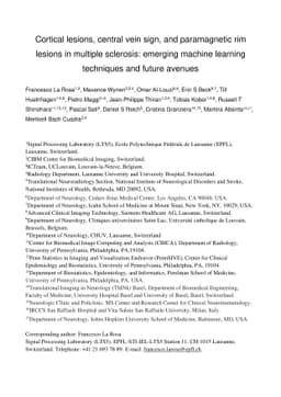Cortical lesions, central vein sign, and paramagnetic rim lesions in
  multiple sclerosis: emerging machine learning techniques and future avenues