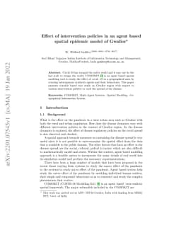 Effect of intervention policies in an agent based spatial epidemic model
  of Gwalior