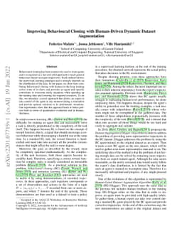 Improving Behavioural Cloning with Human-Driven Dynamic Dataset
  Augmentation