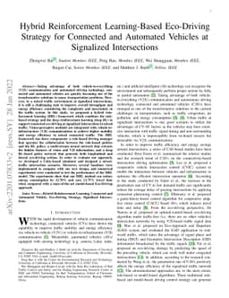 Hybrid Reinforcement Learning-Based Eco-Driving Strategy for Connected
  and Automated Vehicles at Signalized Intersections