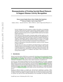 Homogenization of Existing Inertial-Based Datasets to Support Human
  Activity Recognition
