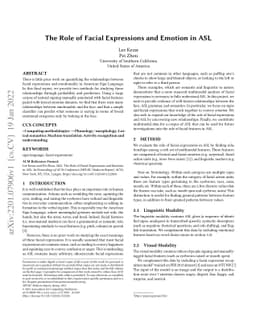 The Role of Facial Expressions and Emotion in ASL
