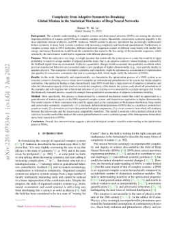 Complexity from Adaptive-Symmetries Breaking: Global Minima in the
  Statistical Mechanics of Deep Neural Networks