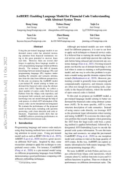 AstBERT: Enabling Language Model for Financial Code Understanding with
  Abstract Syntax Trees
