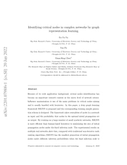 Identifying critical nodes in complex networks by graph representation
  learning