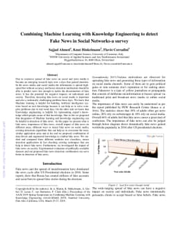 Combining Machine Learning with Knowledge Engineering to detect Fake
  News in Social Networks-a survey