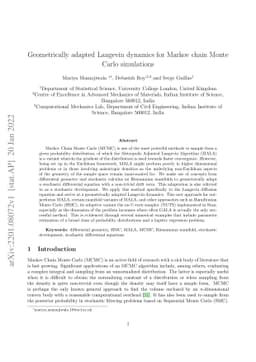 Geometrically adapted Langevin dynamics for Markov chain Monte Carlo
  simulations