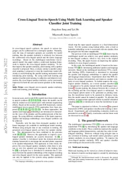Cross-Lingual Text-to-Speech Using Multi-Task Learning and Speaker
  Classifier Joint Training