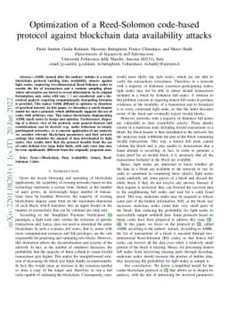 Optimization of a Reed-Solomon code-based protocol against blockchain
  data availability attacks