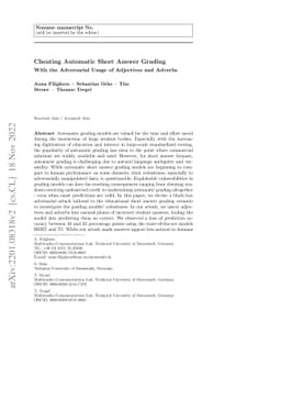 Cheating Automatic Short Answer Grading: On the Adversarial Usage of
  Adjectives and Adverbs