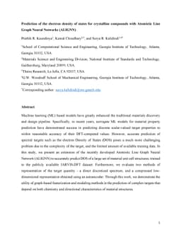 Prediction of the electron density of states for crystalline compounds
  with Atomistic Line Graph Neural Networks (ALIGNN)