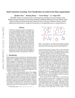 Dual Contrastive Learning: Text Classification via Label-Aware Data
  Augmentation