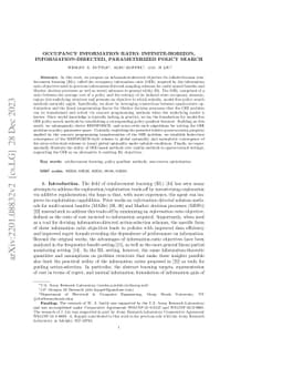 Occupancy Information Ratio: Infinite-Horizon, Information-Directed,
  Parameterized Policy Search