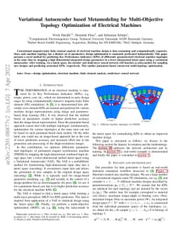 Variational Autoencoder based Metamodeling for Multi-Objective Topology
  Optimization of Electrical Machines