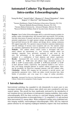 Automated Catheter Tip Repositioning for Intra-cardiac Echocardiography
