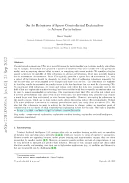 On the Robustness of Sparse Counterfactual Explanations to Adverse
  Perturbations